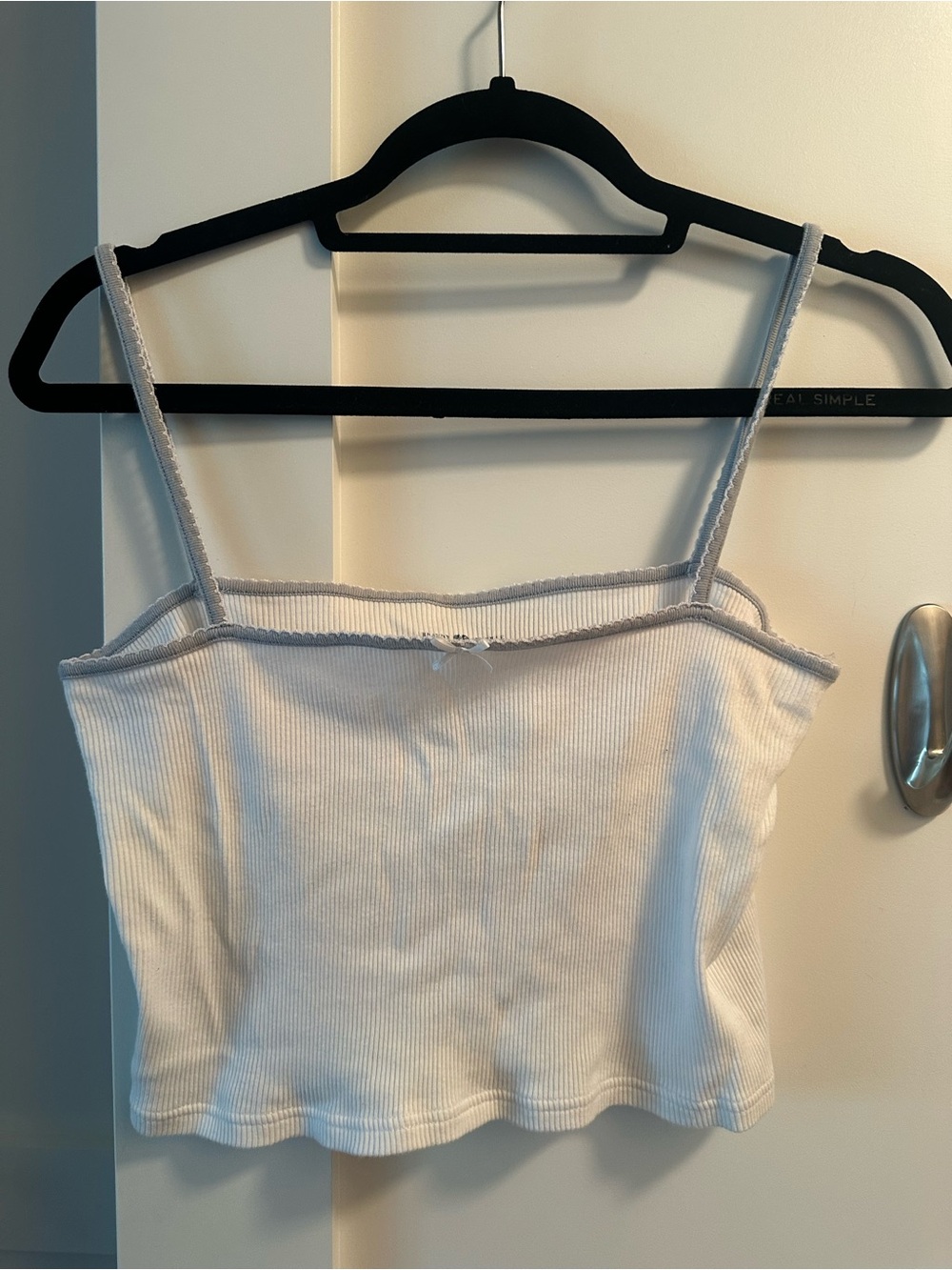 Brandy Melville White Ribbed Tank with Gray Trim